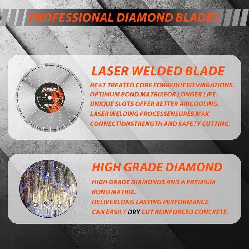ORIXTREME 16 Inch Laser Welded Diamond Concrete Saw Blade, Combined Segmented General Purpose Blade Dry/Wet Cutting Concrete, Reinforced Concrete, Masonry, Brick, Block,1"-20mm Arbor - Image 5